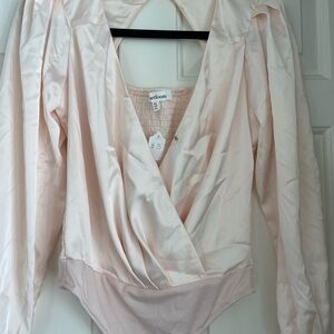 Women's Pink Satin Bodysuit